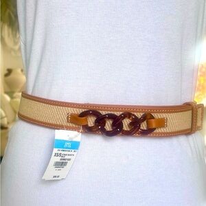J. McLaughlin woven Leather trim Belt with chain link detail NWT